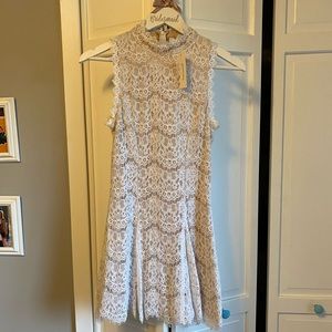 Francescas White and Cream Lace High Neck Dress
